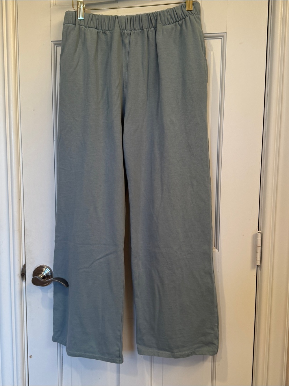 Wide-Leg Elastic Waist Sweatpants in Sage Green